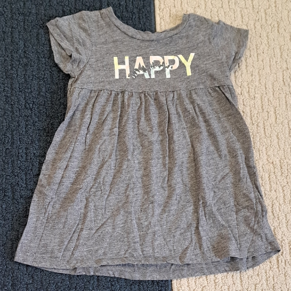 Gray Kids Shirt with 'HAPPY' Print